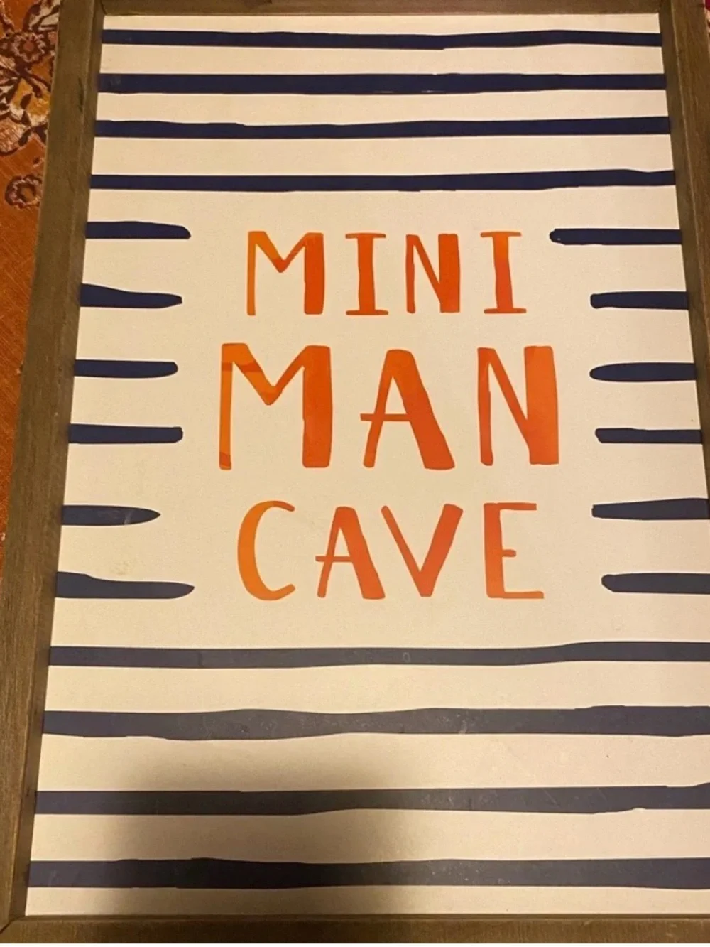 Hobby Lobby Mini Man Cave Sign - Orange & Navy Blue